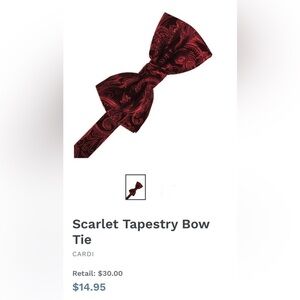 Scarlet Red Apple Black Bow Tie Wedding Prom Tuxedo Tapestry Paisley Pre-tied
